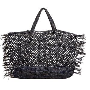 bTb Los Angeles Jayden Raffia Tote -Navy